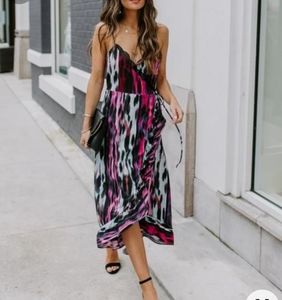 Lace Subconscious Ruffle Wrap Midi Dress